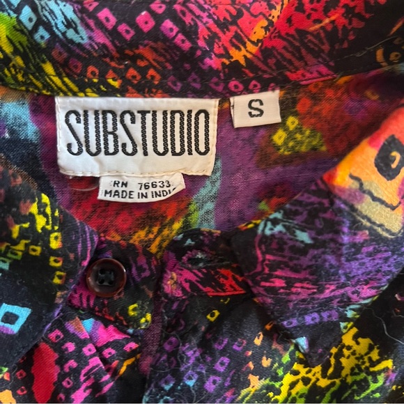 Vintage Substudio Abstract Short Sleeve Button Up Cotton/Rayon shirt L -Tagged S - Picture 5 of 9